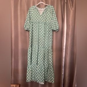 Medium white and green floral maxi dress